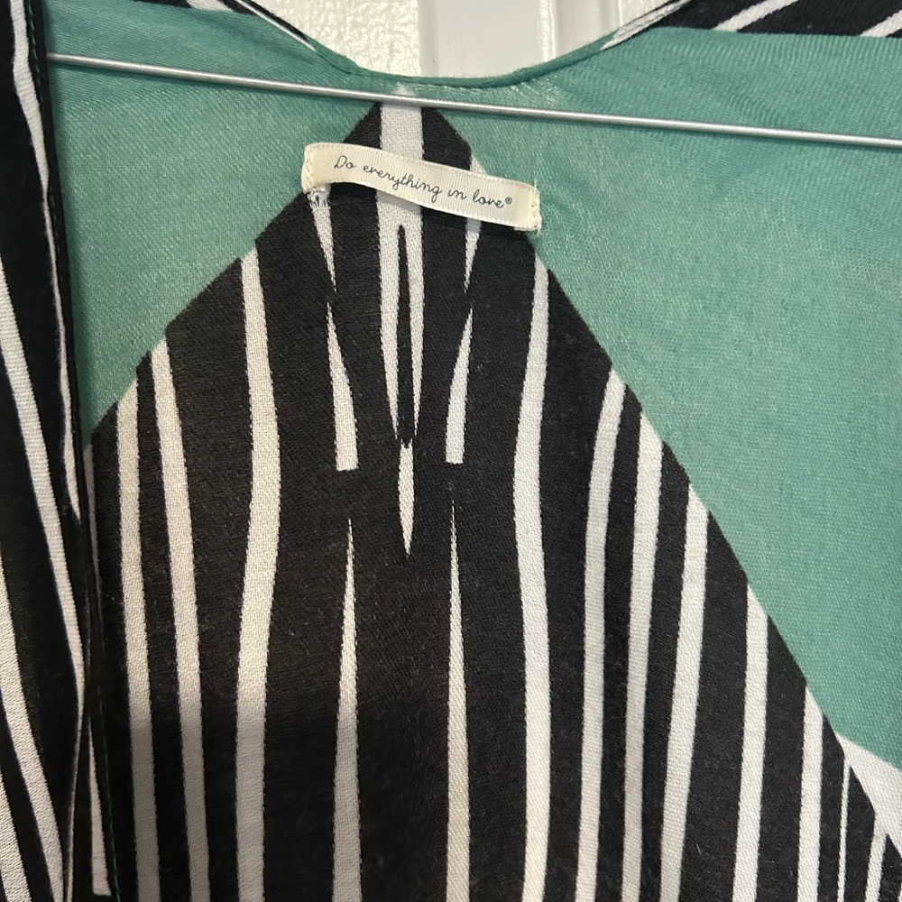 Do Everything in Love Striped Kimono with Teal Accents - Picture 2 of 5